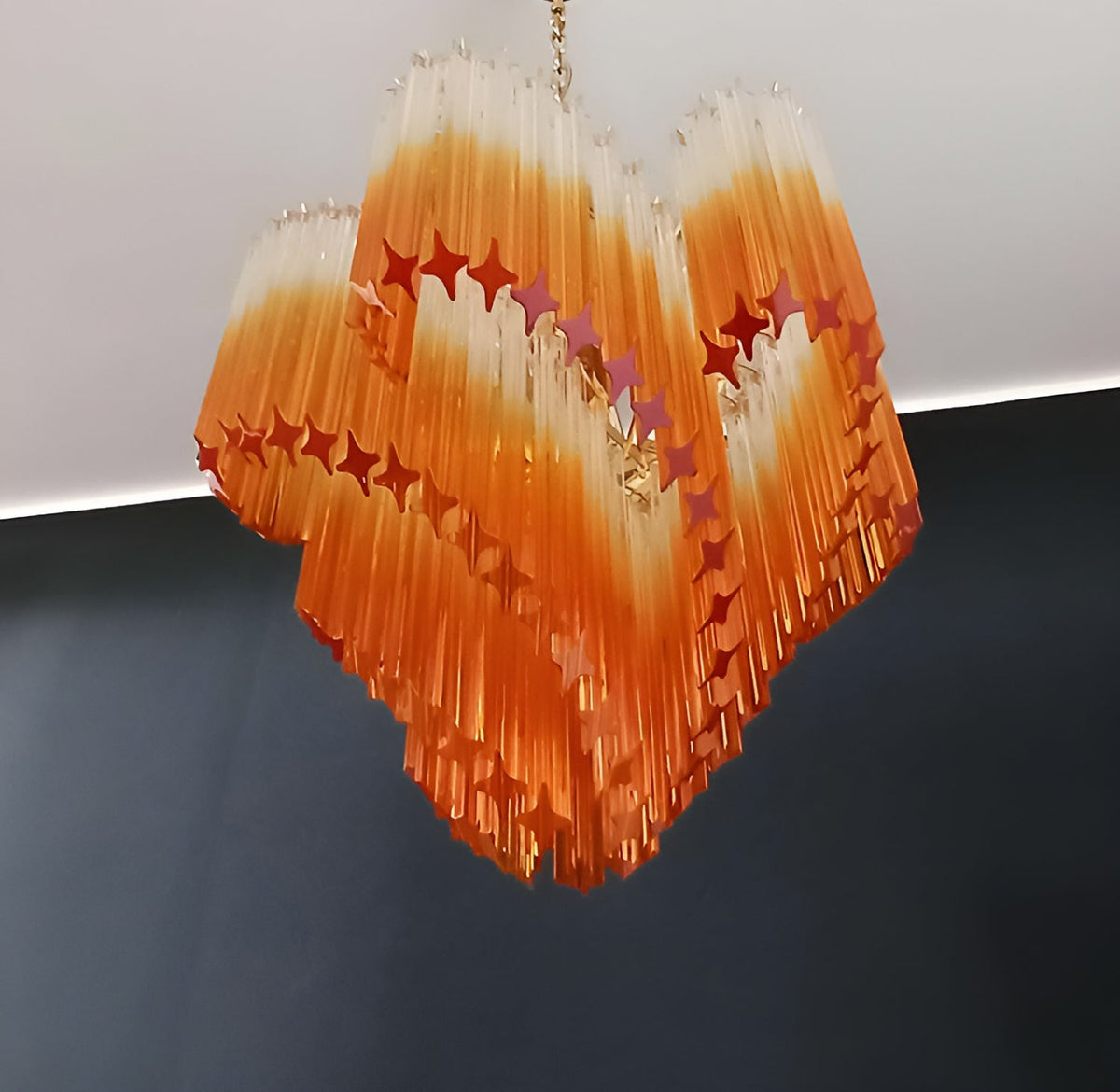 Glass Pink Prism Chandelier