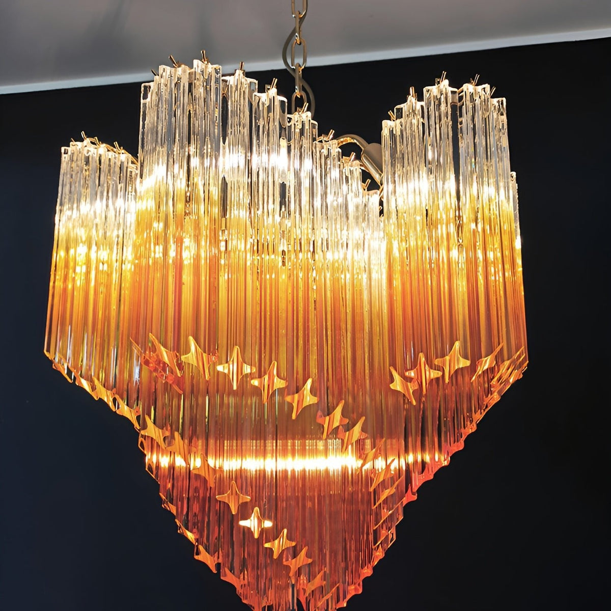 Glass Pink Prism Chandelier