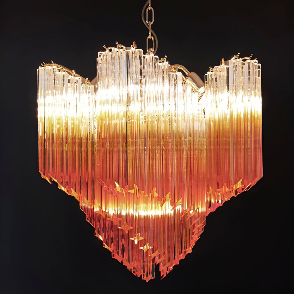 Glass Pink Prism Chandelier