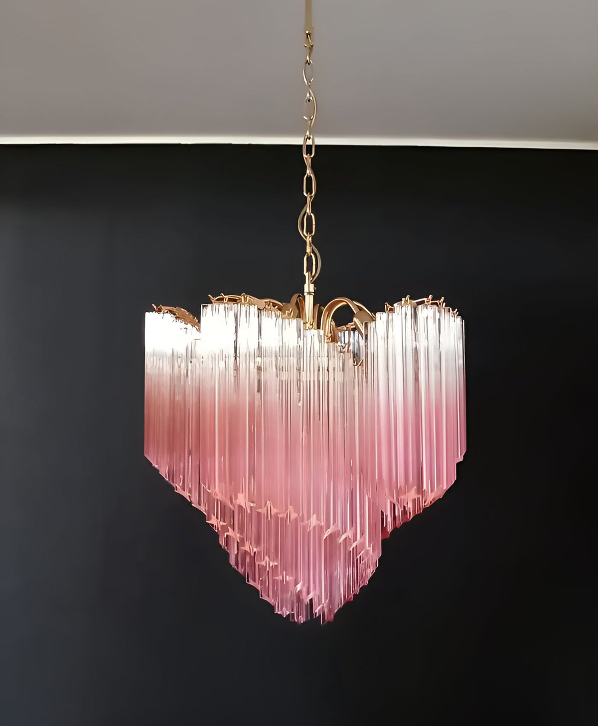 Glass Pink Prism Chandelier