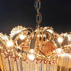 Glass Pink Prism Chandelier