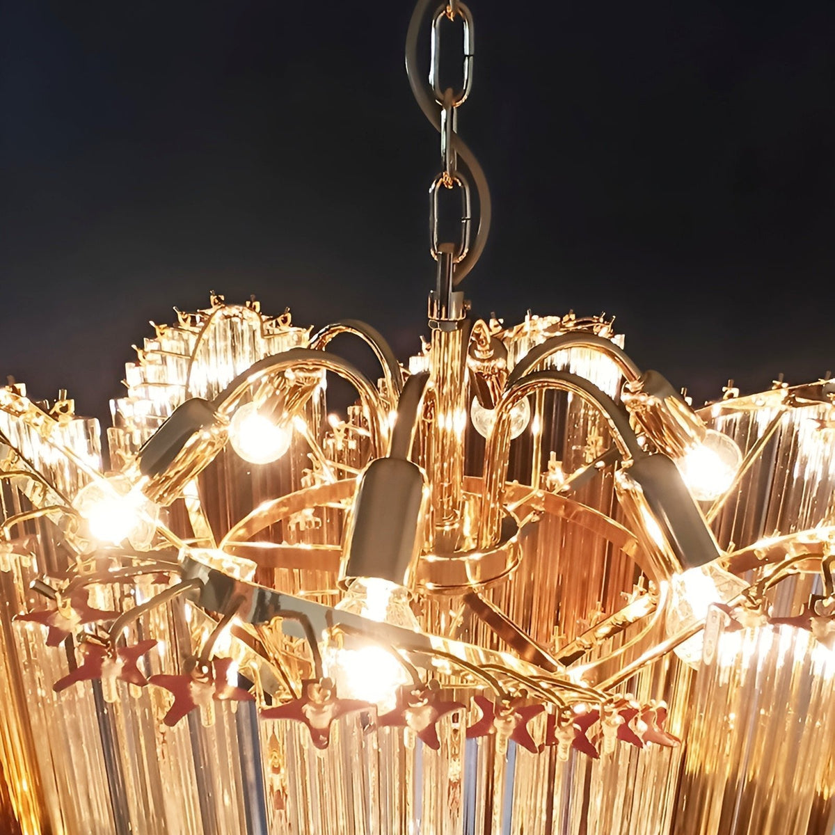 Glass Pink Prism Chandelier