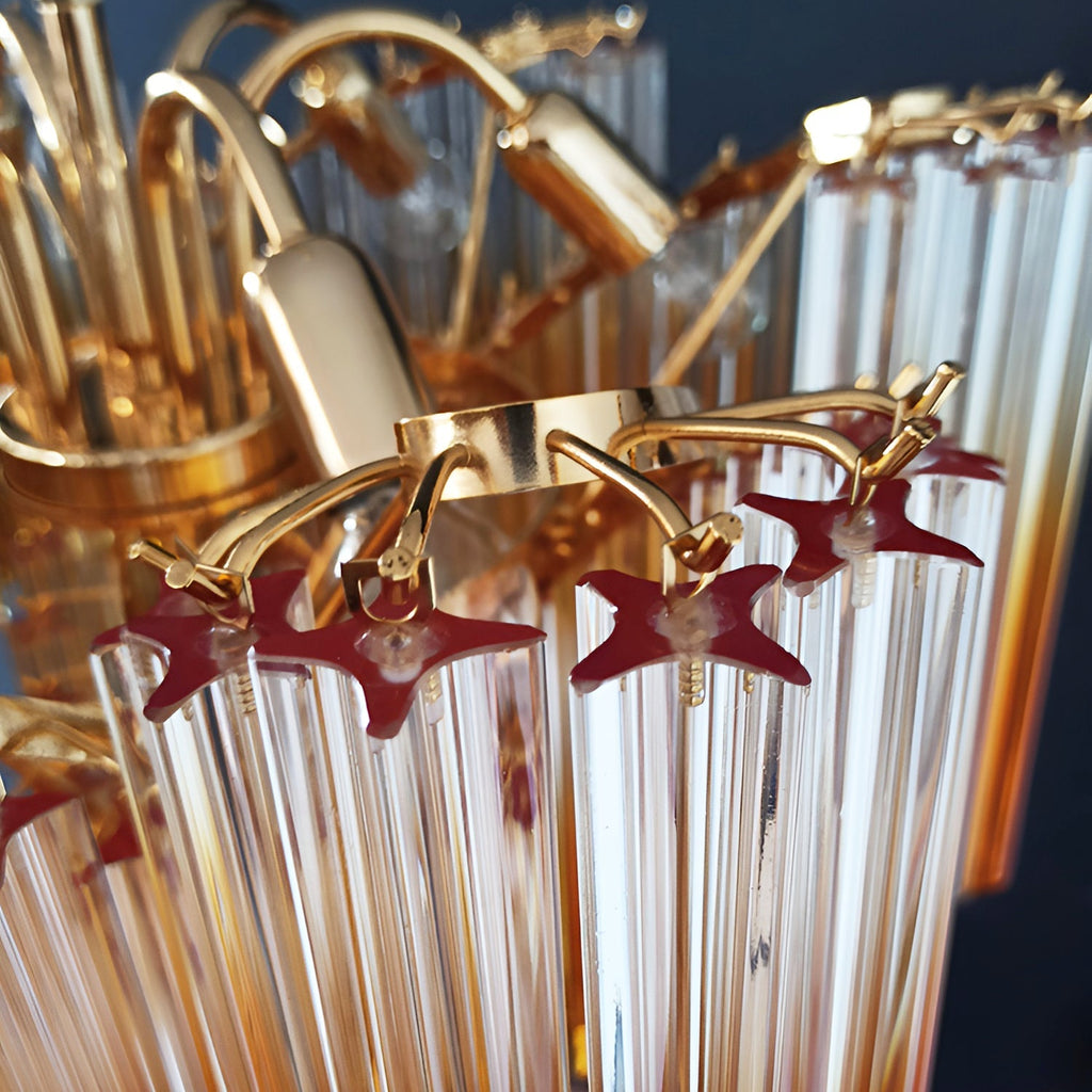 Glass Pink Prism Chandelier