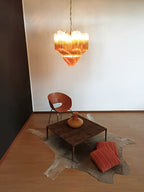 Glass Pink Prism Chandelier