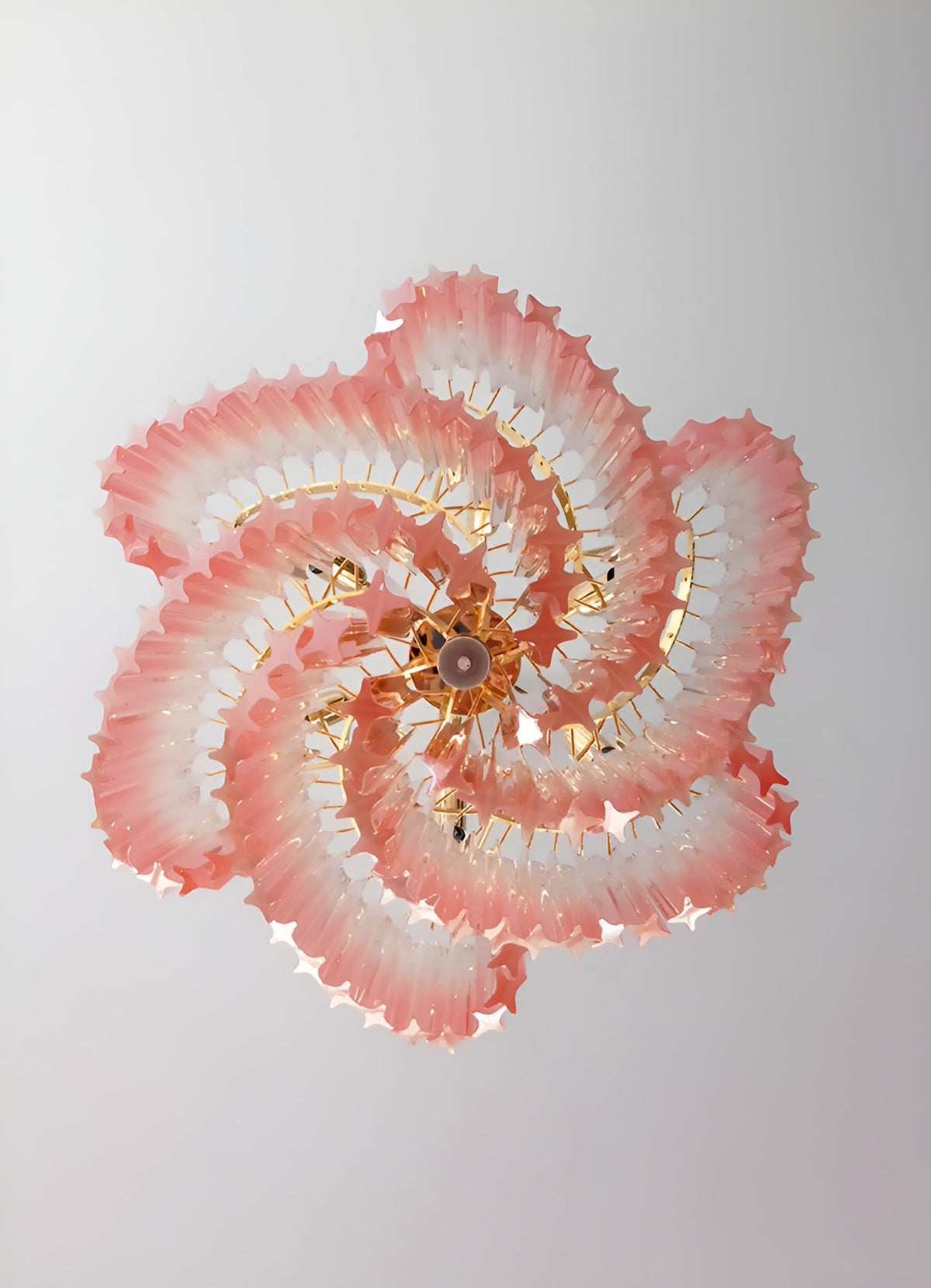 Glass Pink Prism Chandelier