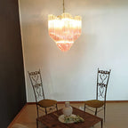 Glass Pink Prism Chandelier