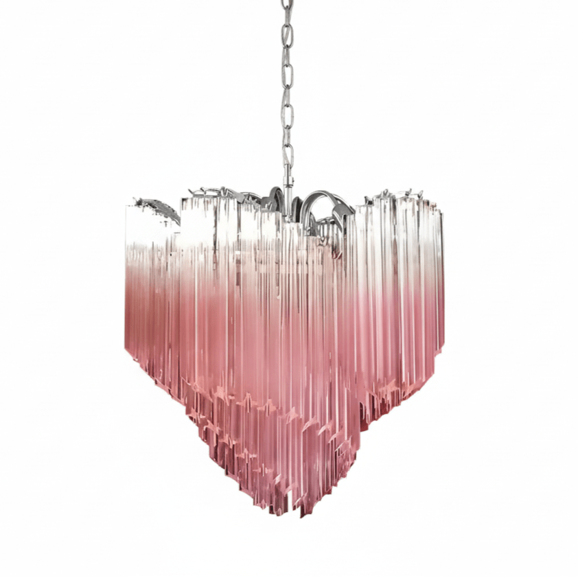 Glass Pink Prism Chandelier