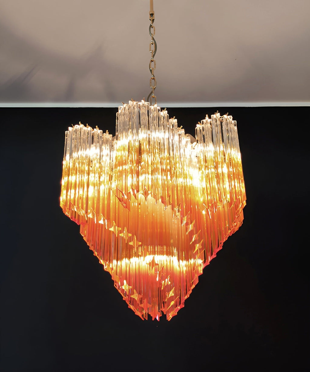 Glass Pink Prism Chandelier