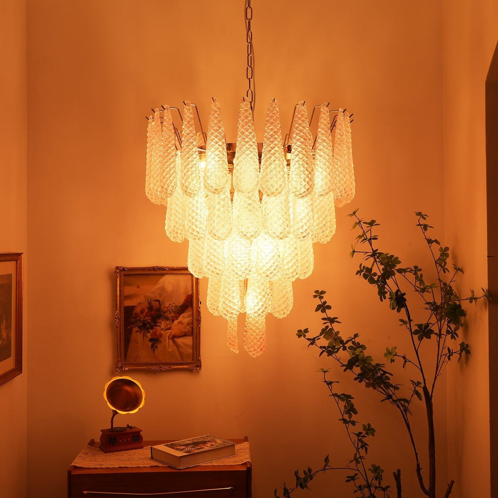 Pink Glass Dewdrop Chandelier
