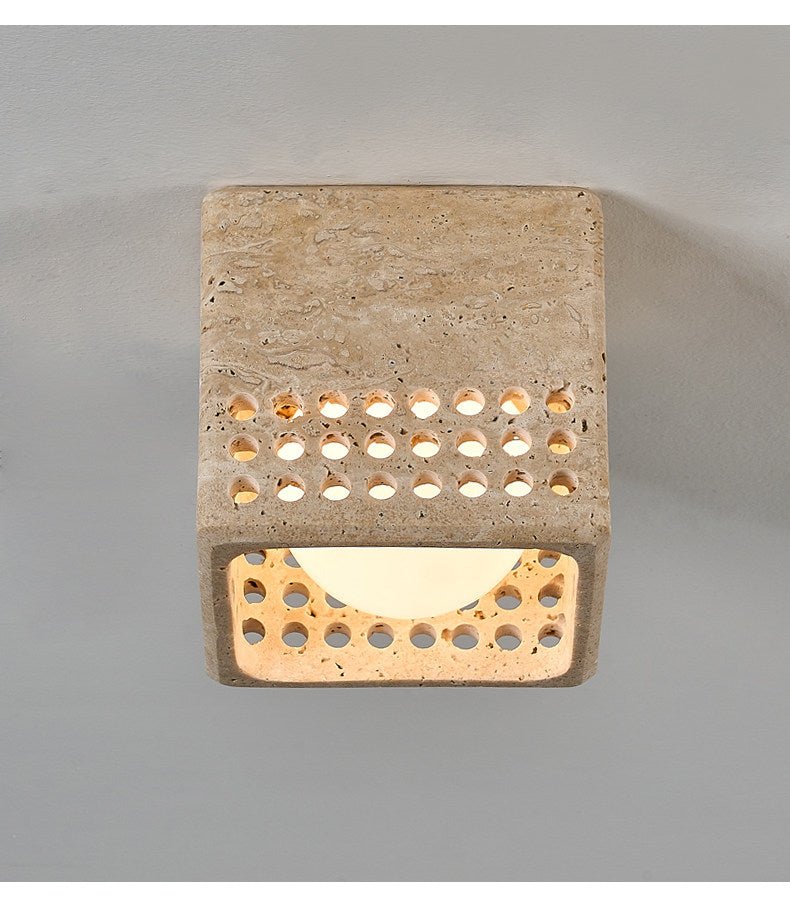 Grotto Travertine Flush Mount Light