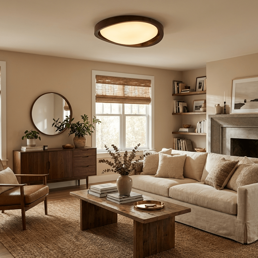 Walnut Curved Edge Ceiling Light