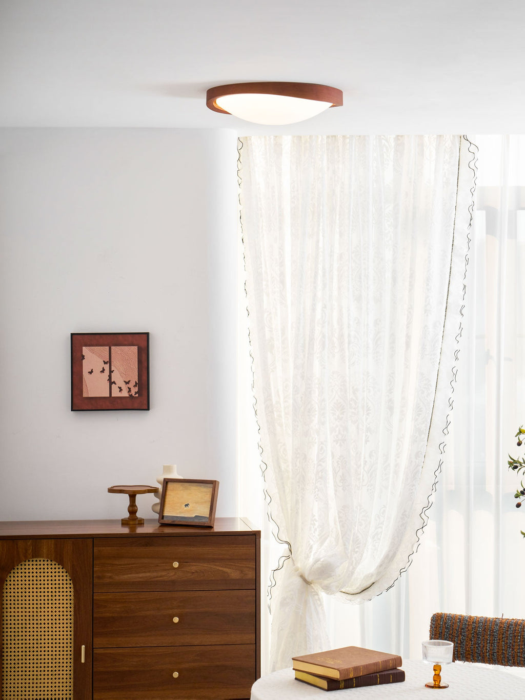 Walnut Curved Edge Ceiling Light