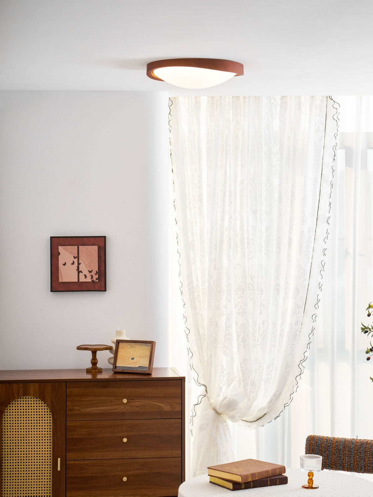 Walnut Curved Edge Ceiling Light
