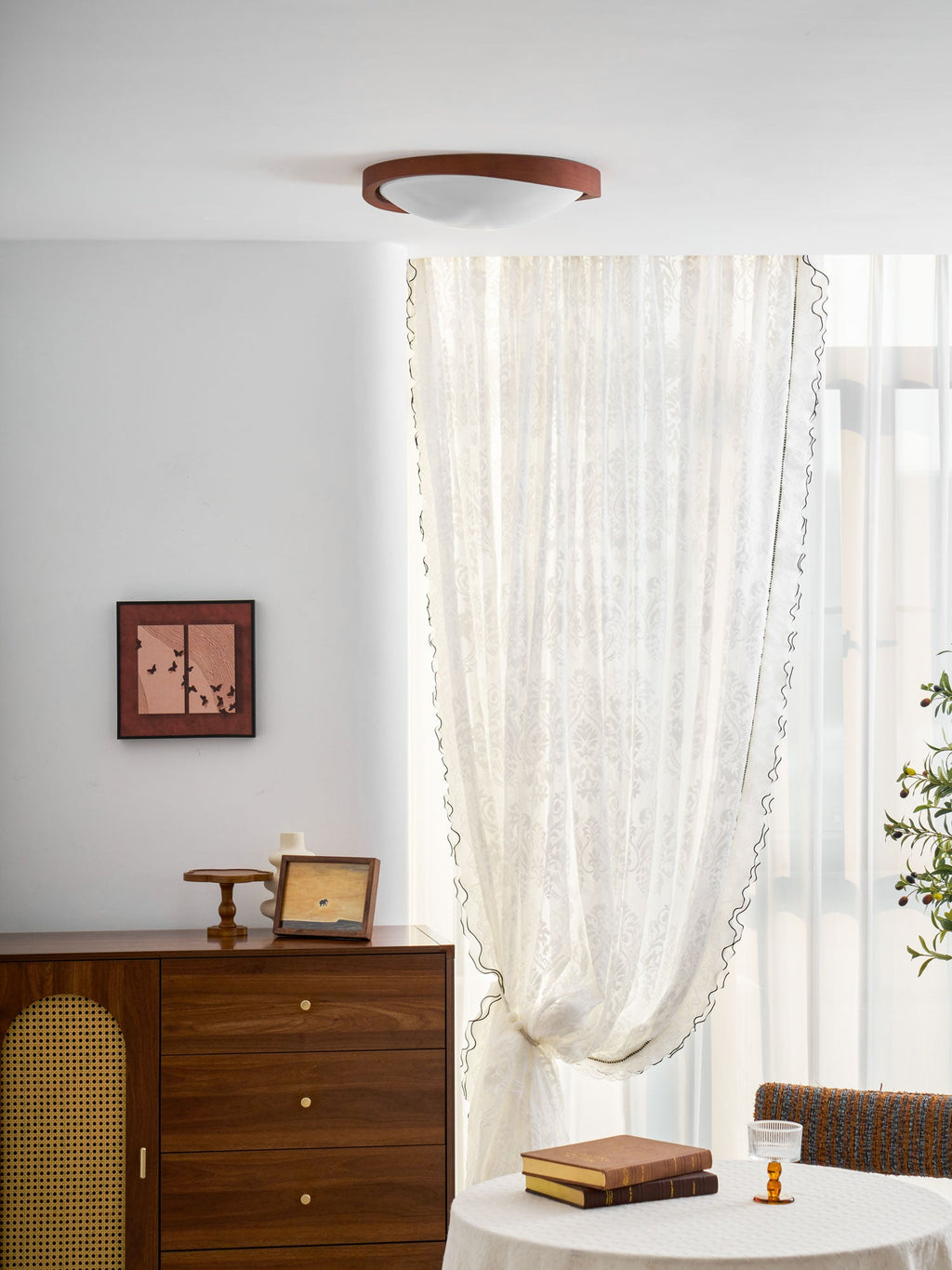 Walnut Curved Edge Ceiling Light