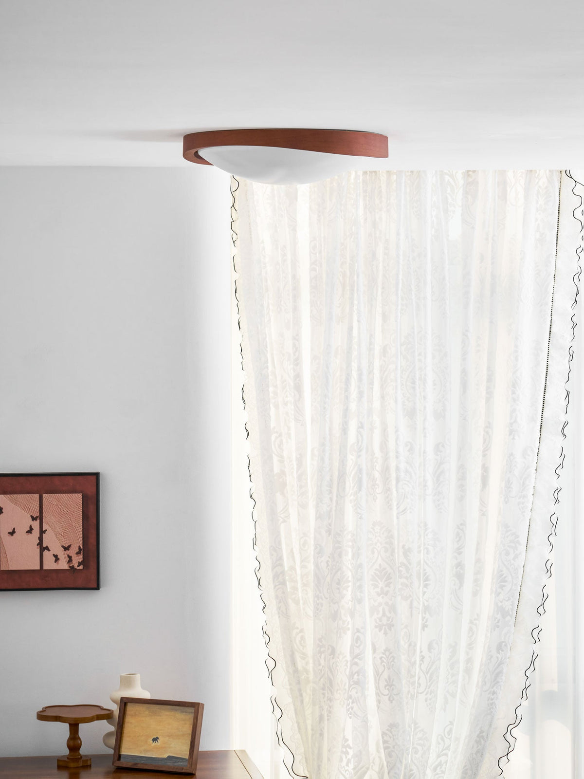 Walnut Curved Edge Ceiling Light