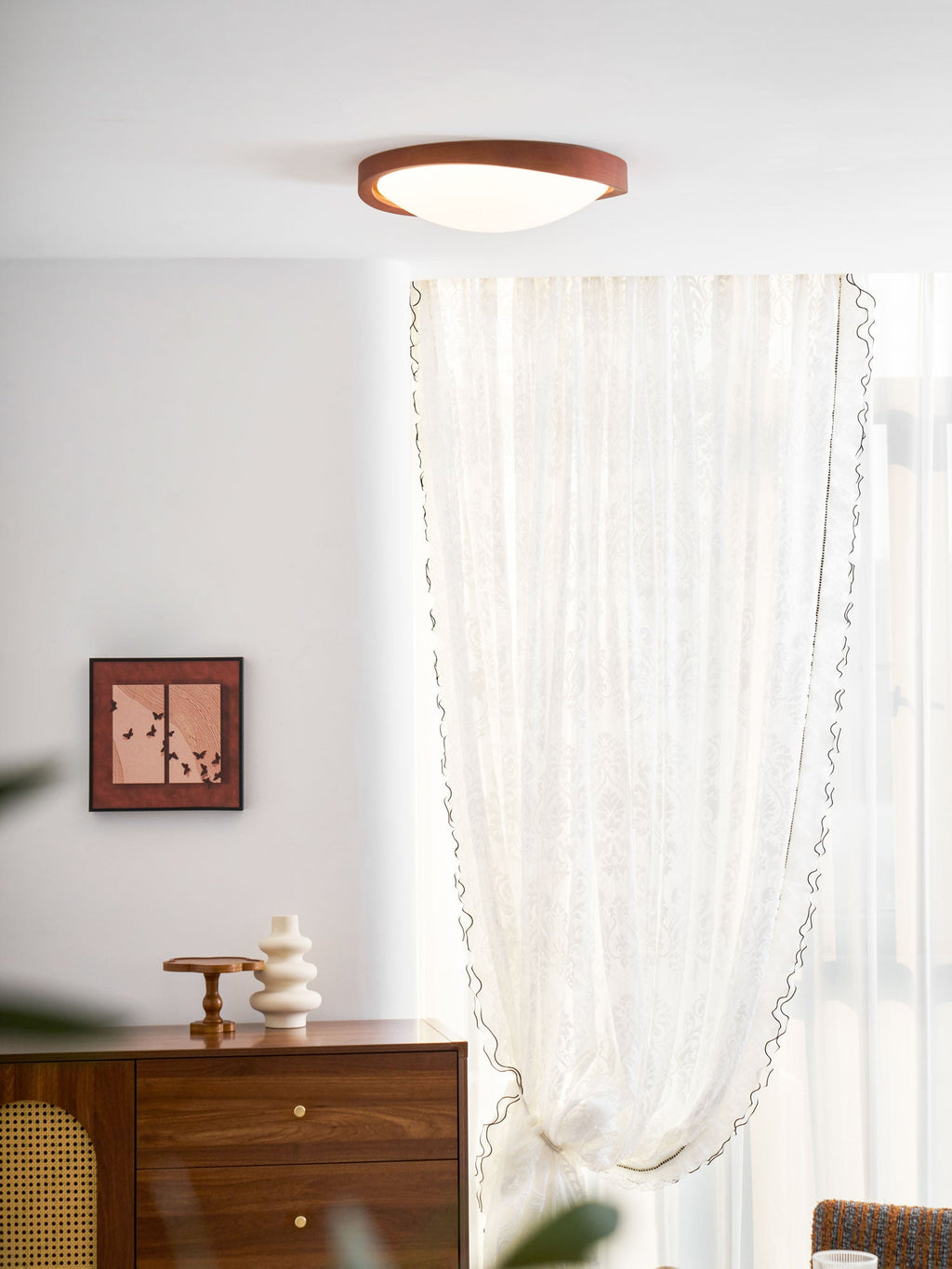 Walnut Curved Edge Ceiling Light