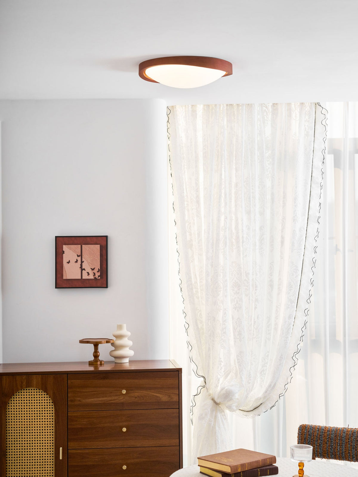 Walnut Curved Edge Ceiling Light