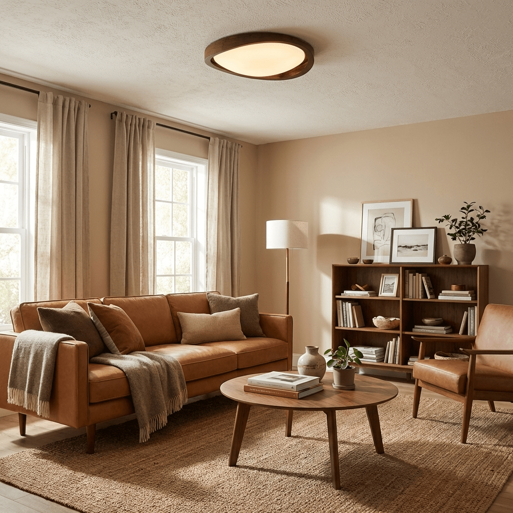 Walnut Curved Edge Ceiling Light