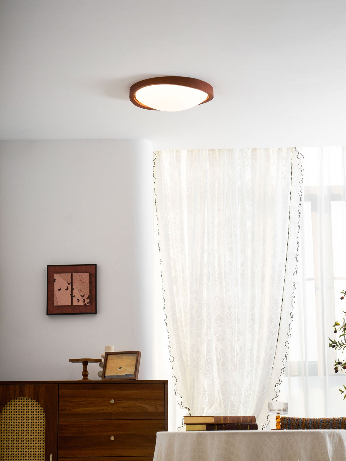 Walnut Curved Edge Ceiling Light