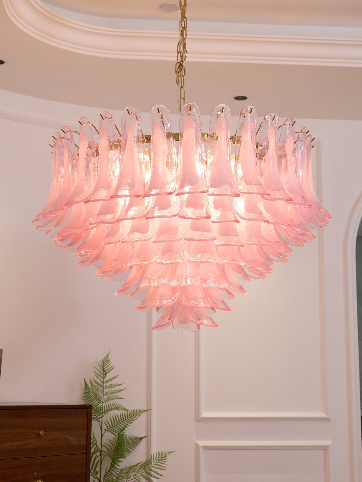Blush Pink Glass Chandelier
