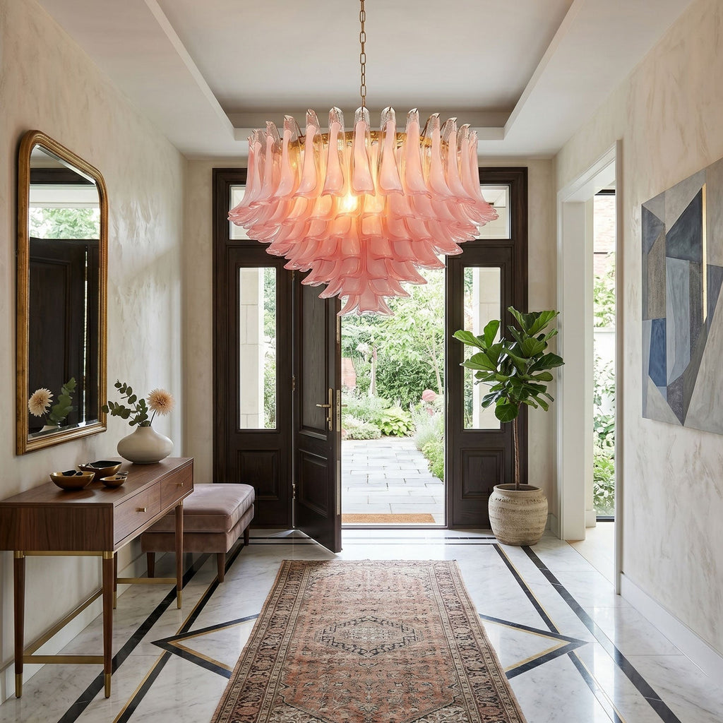 Blush Pink Glass Chandelier