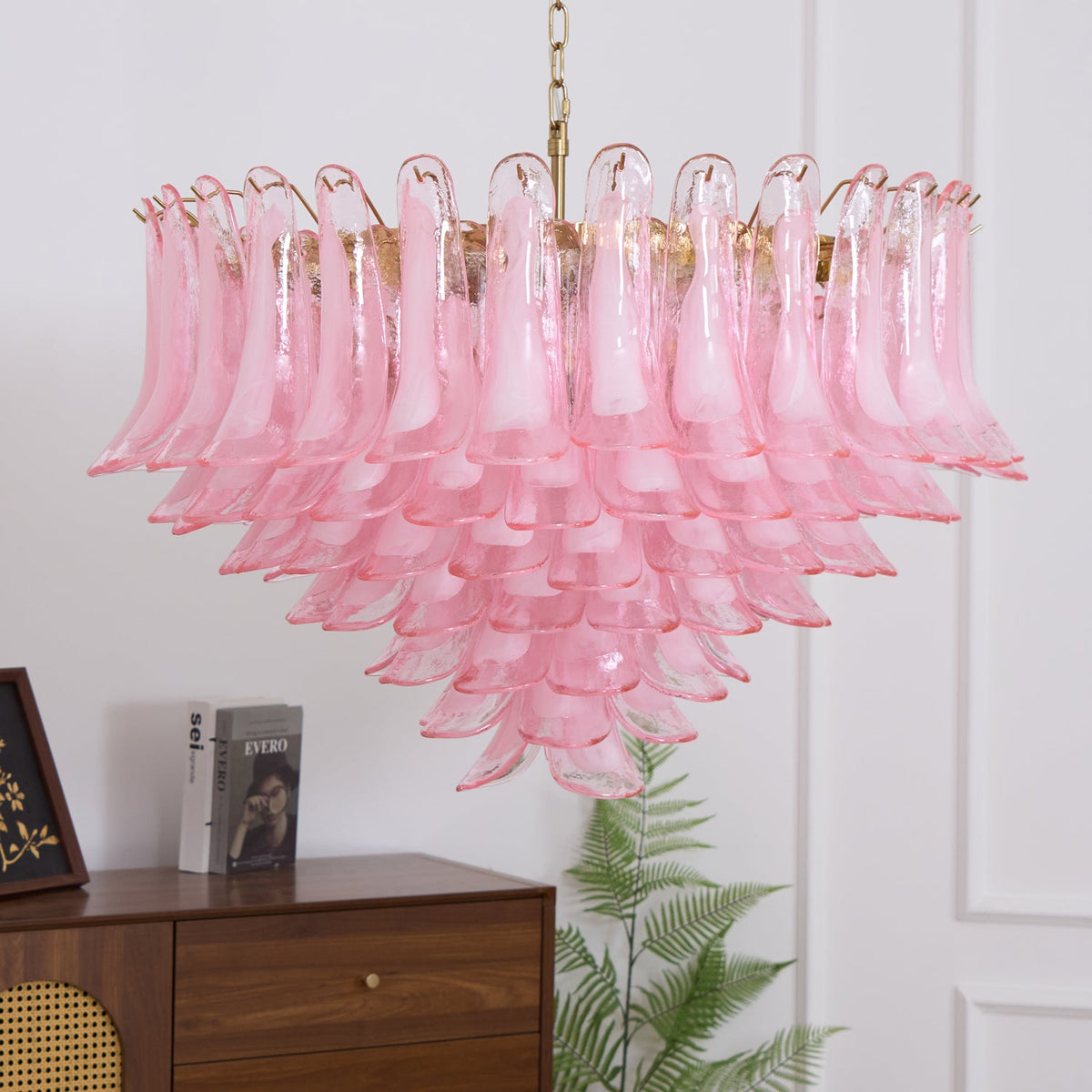 Blush Pink Glass Chandelier
