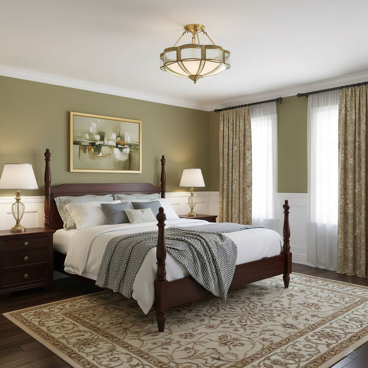 Floral Brass Ceiling Lamp