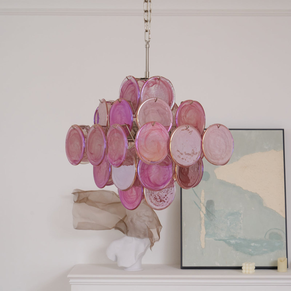 Aurelia Pink Glass Chandelier