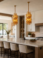 Amber Prism Long Chandelier