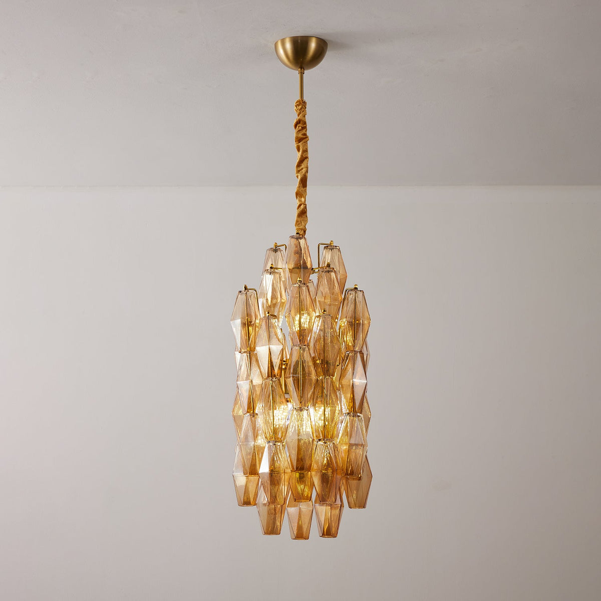 Amber Prism Long Chandelier