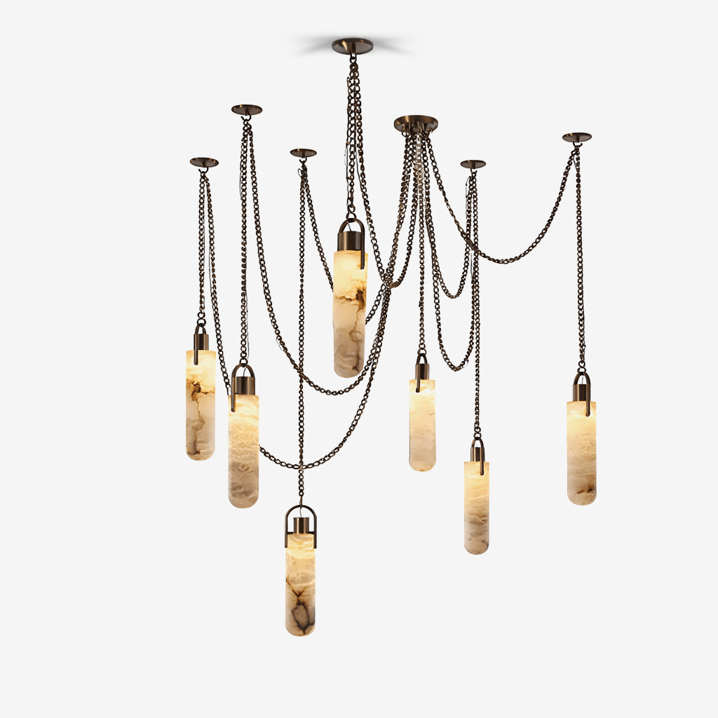 Cylindrical Cluster Alabaster Chandelier