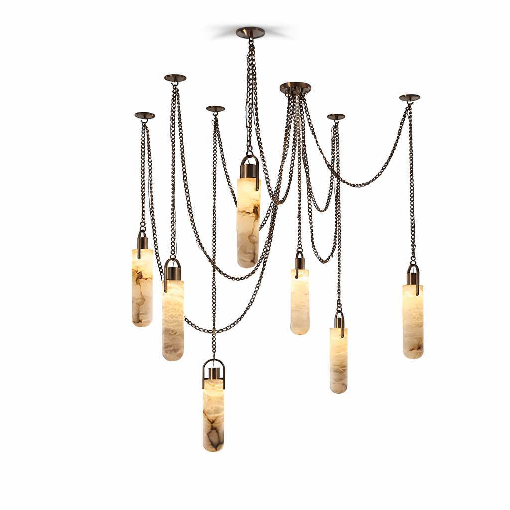 Cylindrical Cluster Alabaster Chandelier