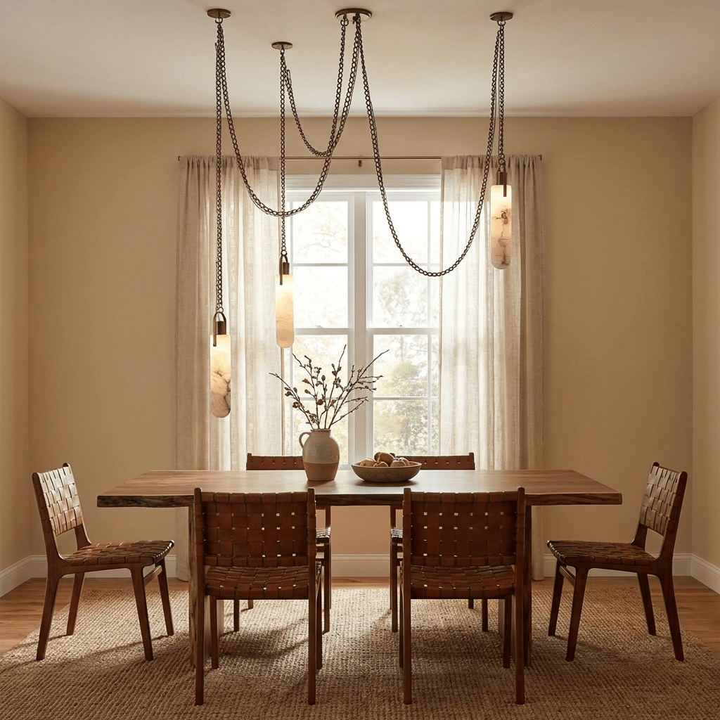 Cylindrical Cluster Alabaster Chandelier