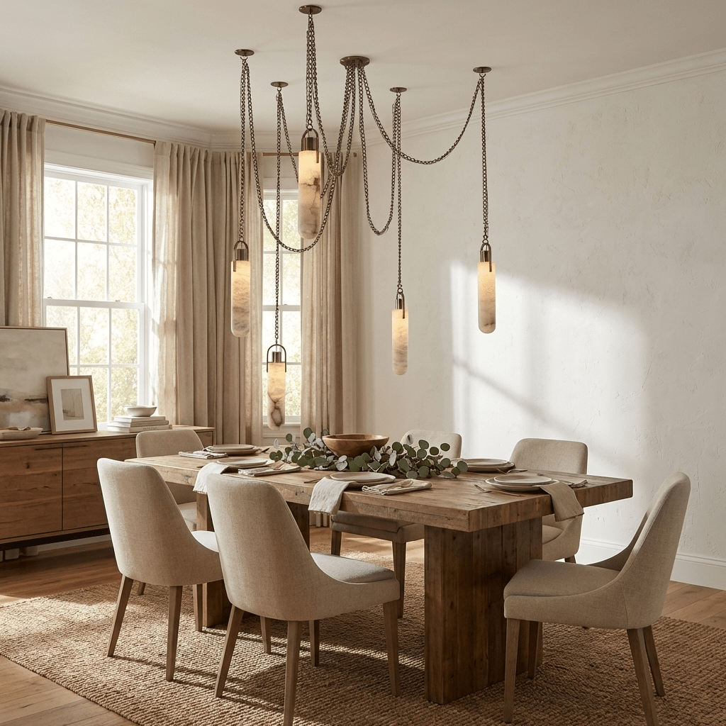 Cylindrical Cluster Alabaster Chandelier