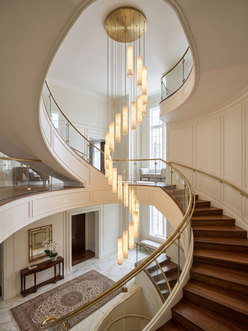 Column Alabaster Staircase Chandelier