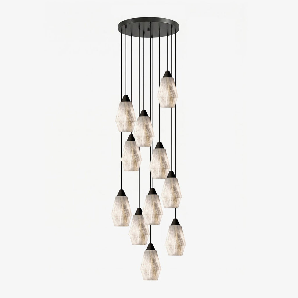 Faceted Alabaster Cluster Chandelier