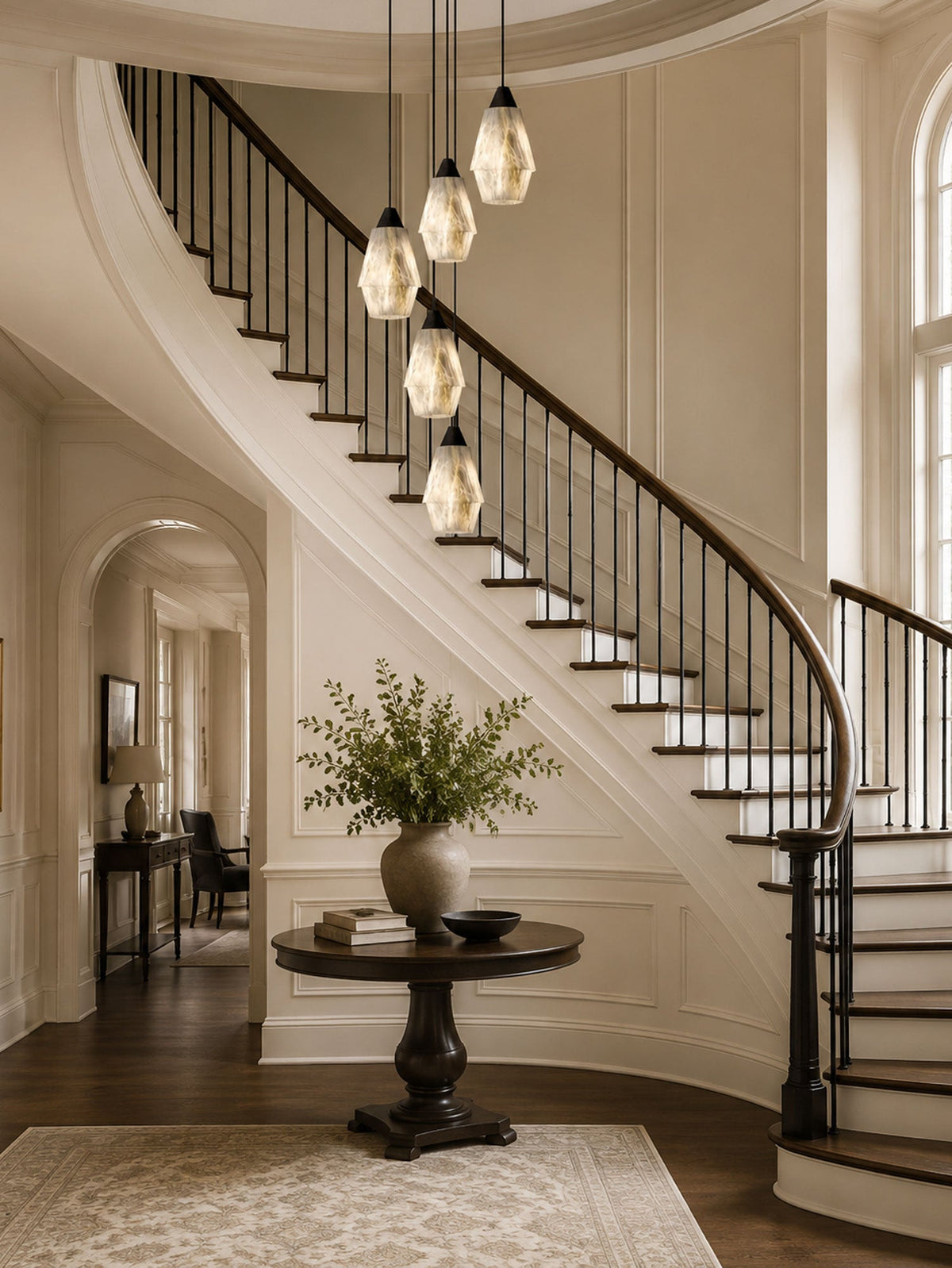 Faceted Alabaster Cluster Chandelier