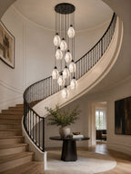 Faceted Alabaster Cluster Chandelier