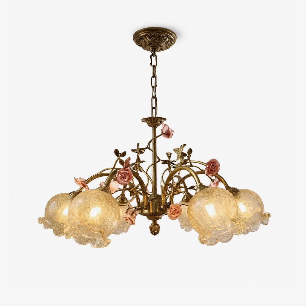 Antique Brass Rose Chandelier