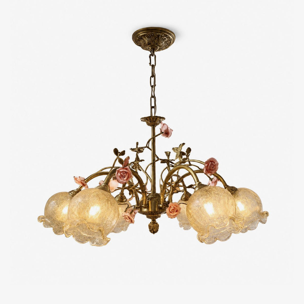Antique Brass Rose Chandelier