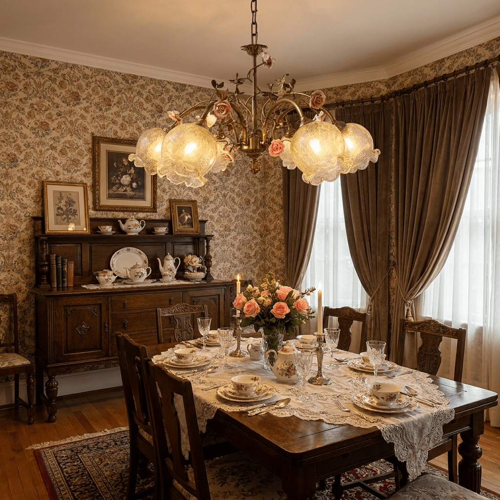 Antique Brass Rose Chandelier