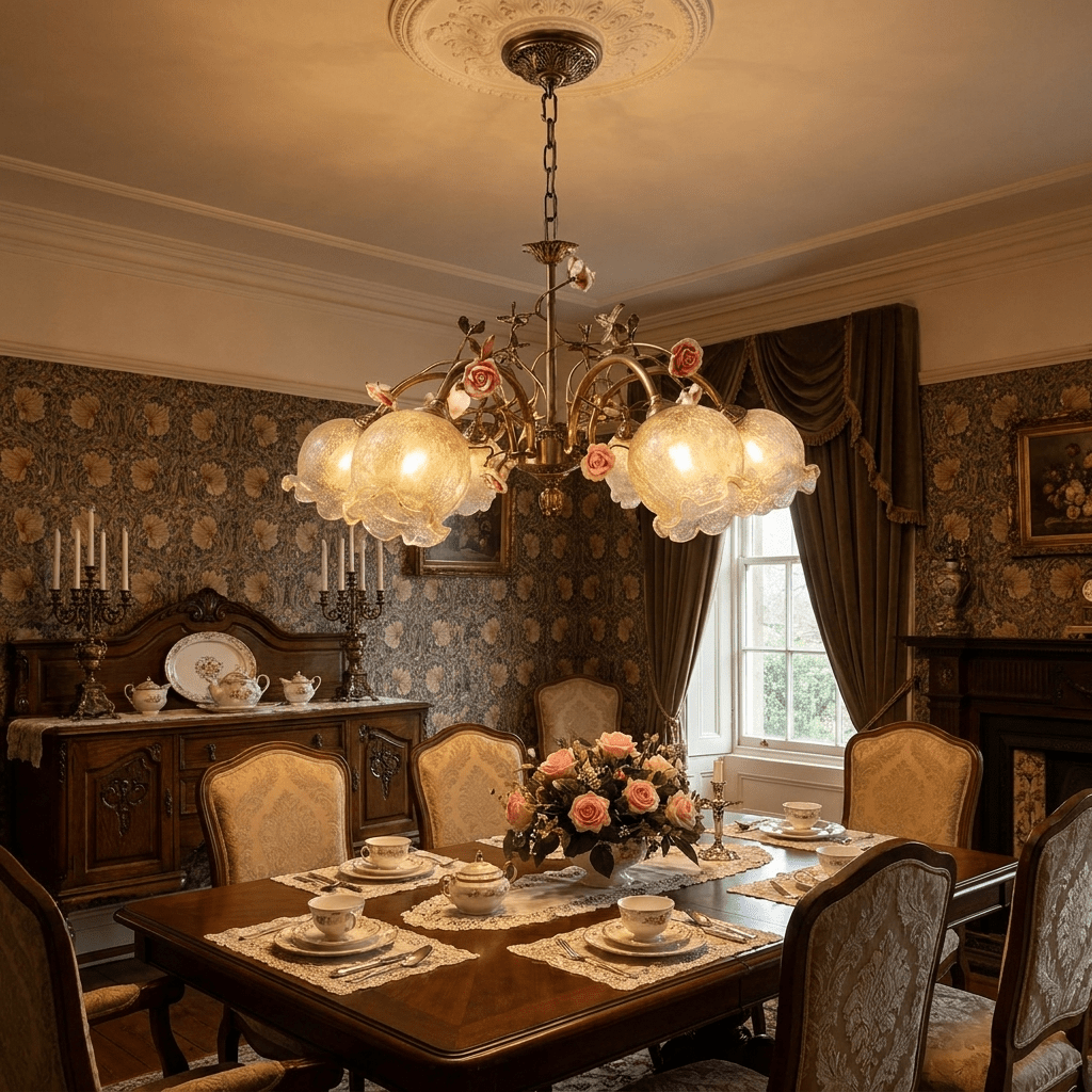 Antique Brass Rose Chandelier