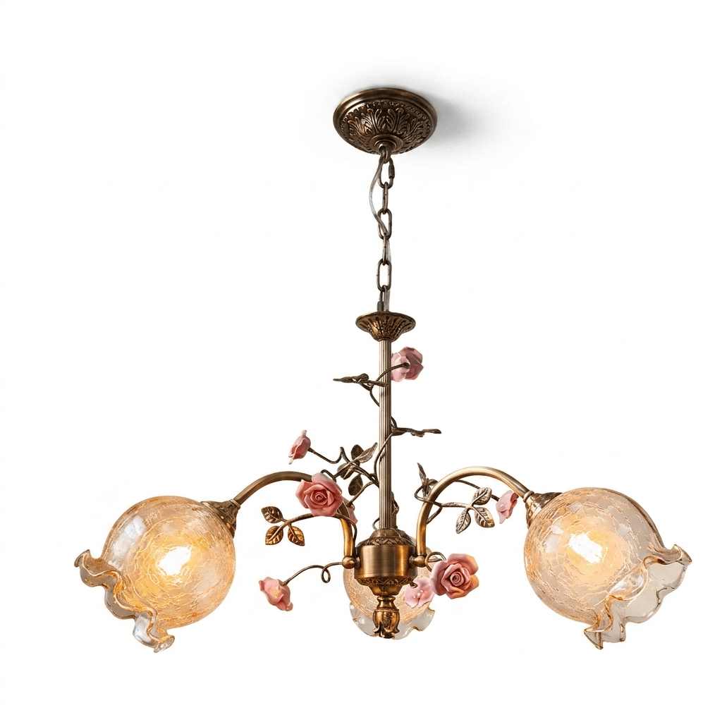 Antique Brass Rose Chandelier