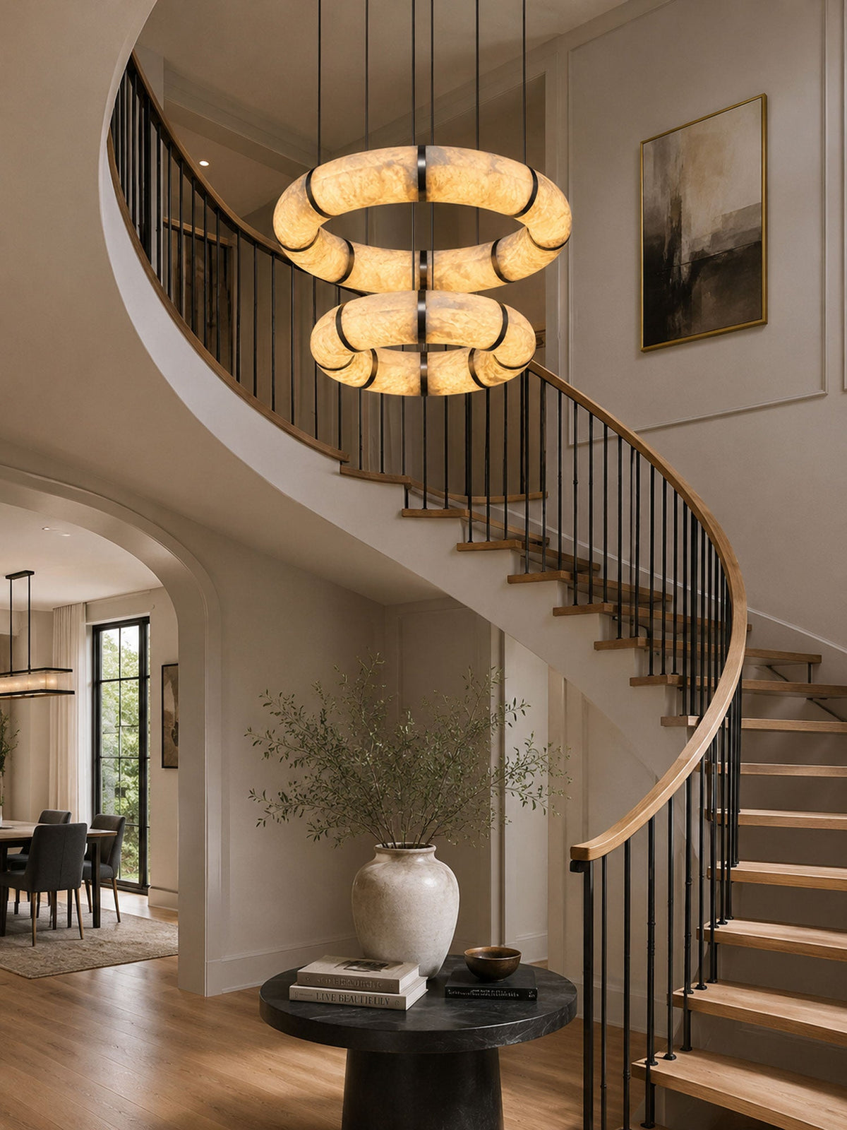 Alabaster Torus Ring Chandelier