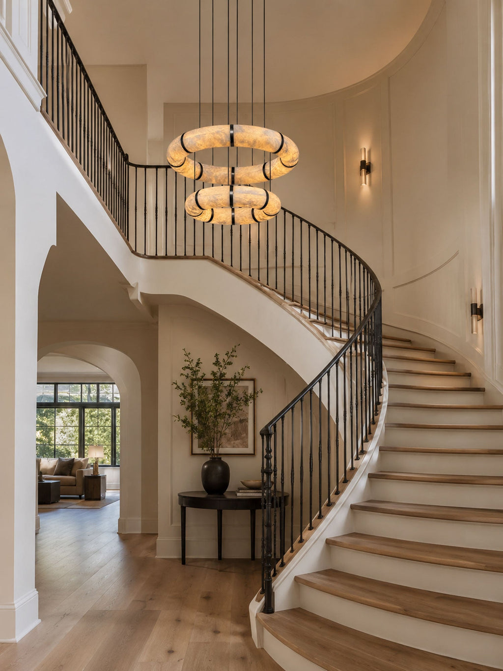 Alabaster Torus Ring Chandelier
