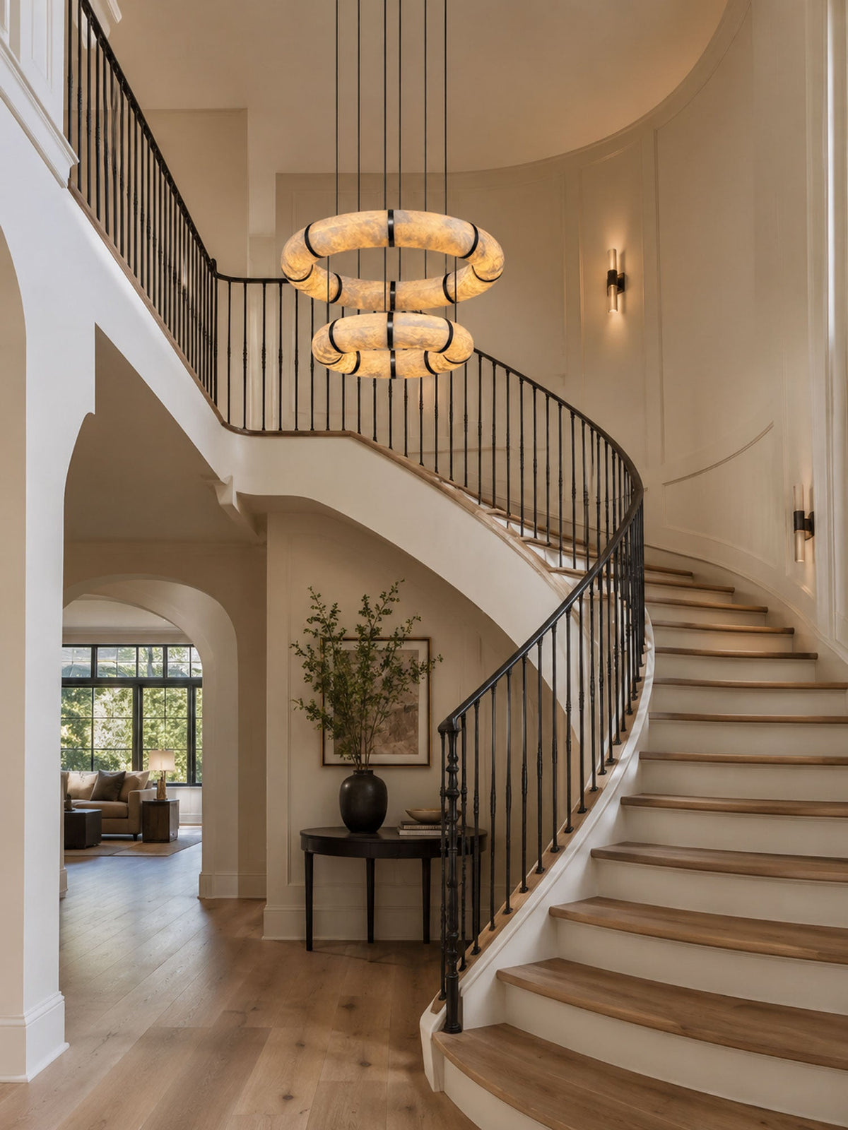 Alabaster Torus Ring Chandelier