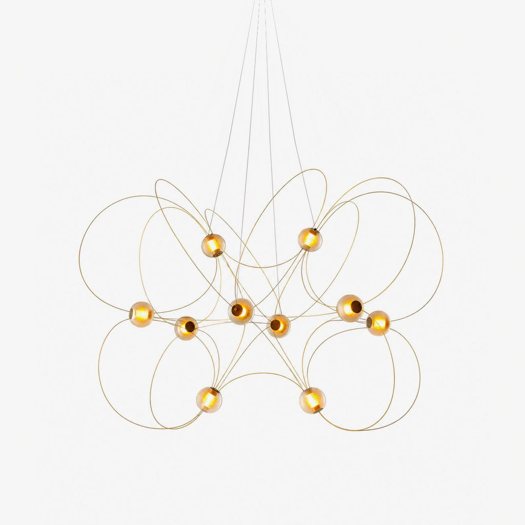Amber Glass Orb Loop Chandelier