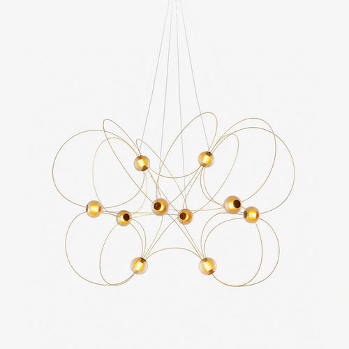 Amber Glass Orb Loop Chandelier