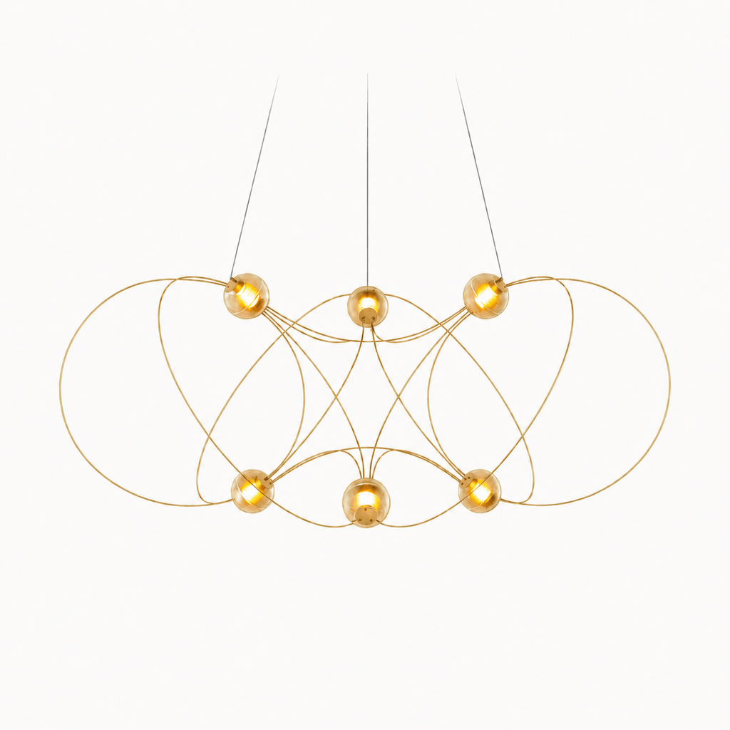 Amber Glass Orb Loop Chandelier