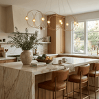 Amber Glass Orb Loop Chandelier